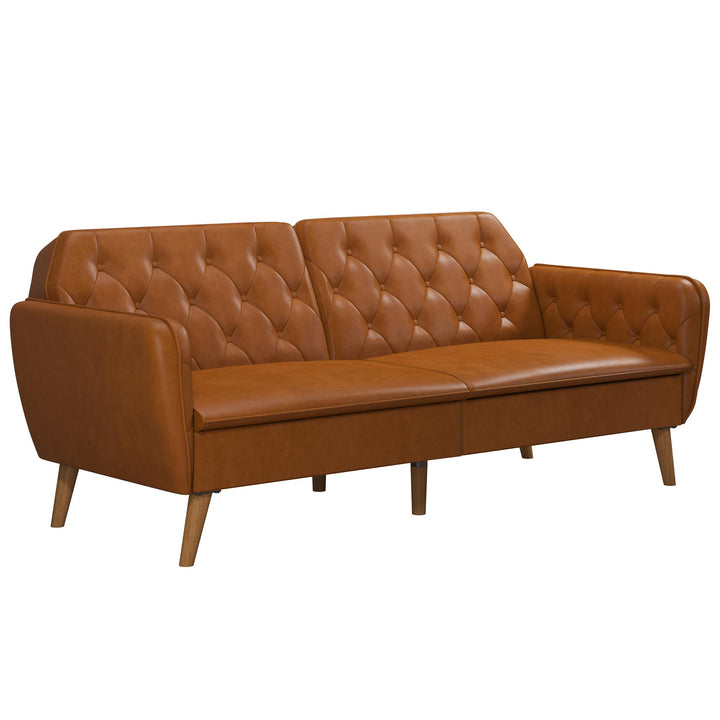 Tallulah Memory Foam Faux Leather Futon - Camel