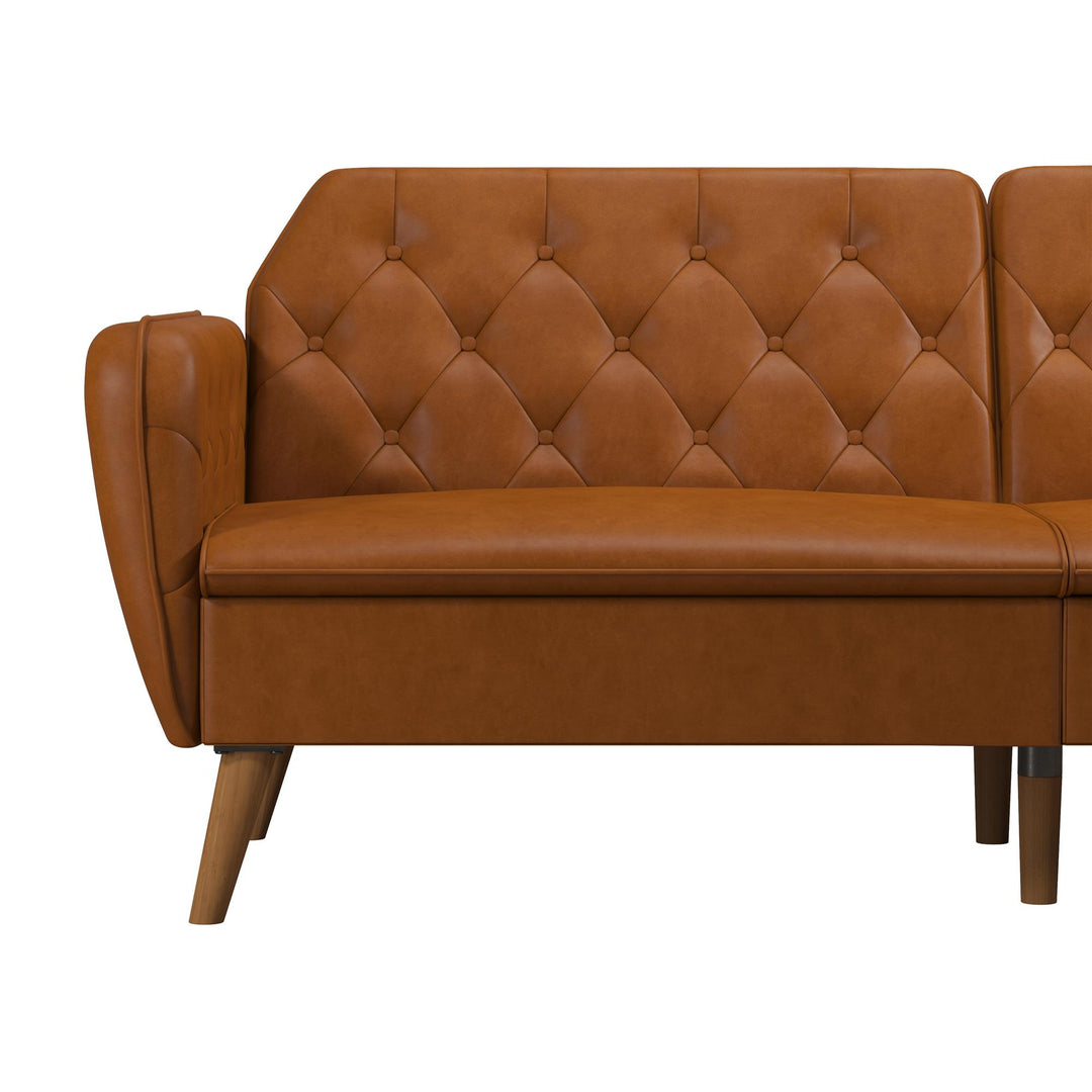 Tallulah Memory Foam Faux Leather Futon - Camel