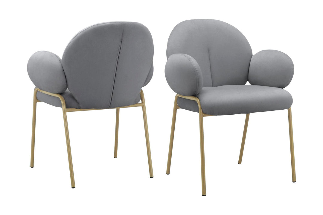 Sanna Dining Chair with Gold Metal Legs, Set of 2 - Gray - Set of 2