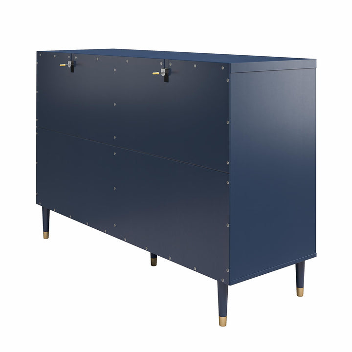 Elizabeth 6 Drawer Textured Dresser with Gold Knobs - Navy