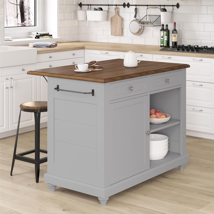 Kelsey Kitchen Island with 2 Stools - Gray