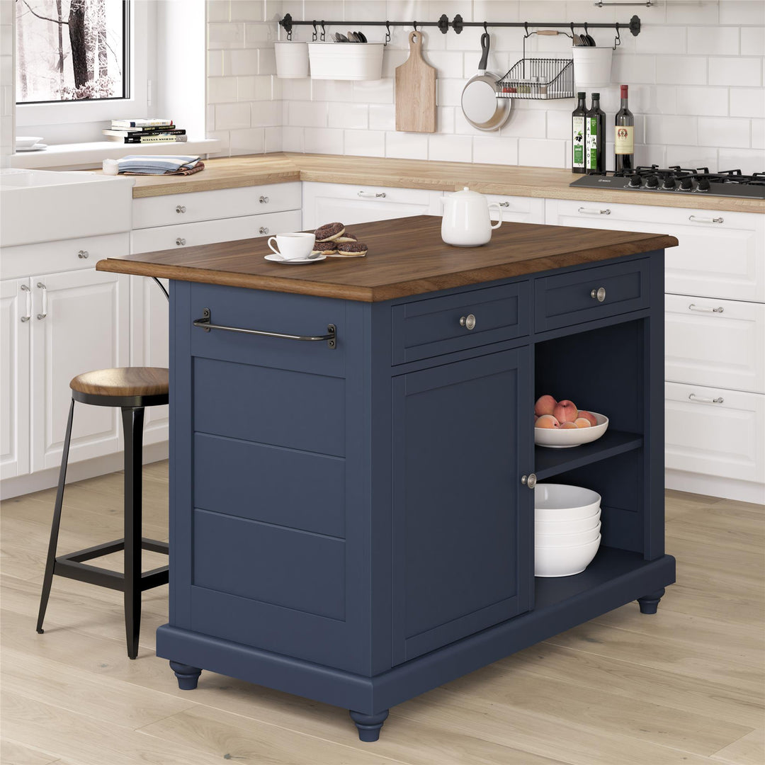 Kelsey Kitchen Island with 2 - Blue