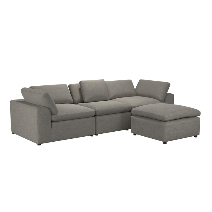 York 3 Seater Sofa and Ottoman Set - Taupe - 71” or More