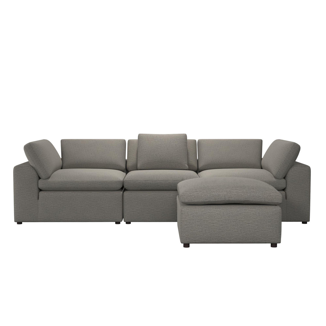 York 3 Seater Sofa and Ottoman Set - Taupe - 71” or More