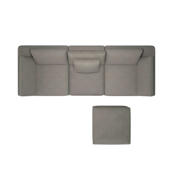 York 3 Seater Sofa and Ottoman Set - Taupe - 71” or More