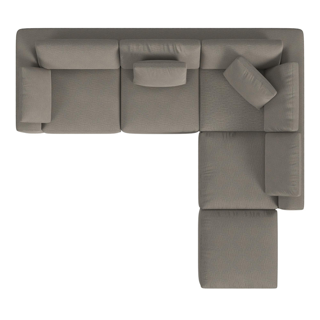 York 5 Piece Sectional Sofa Set - Taupe - 71” or More