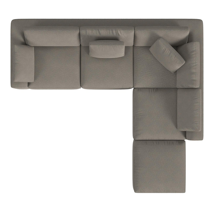 York 5 Piece Sectional Sofa Set - Taupe - 71” or More