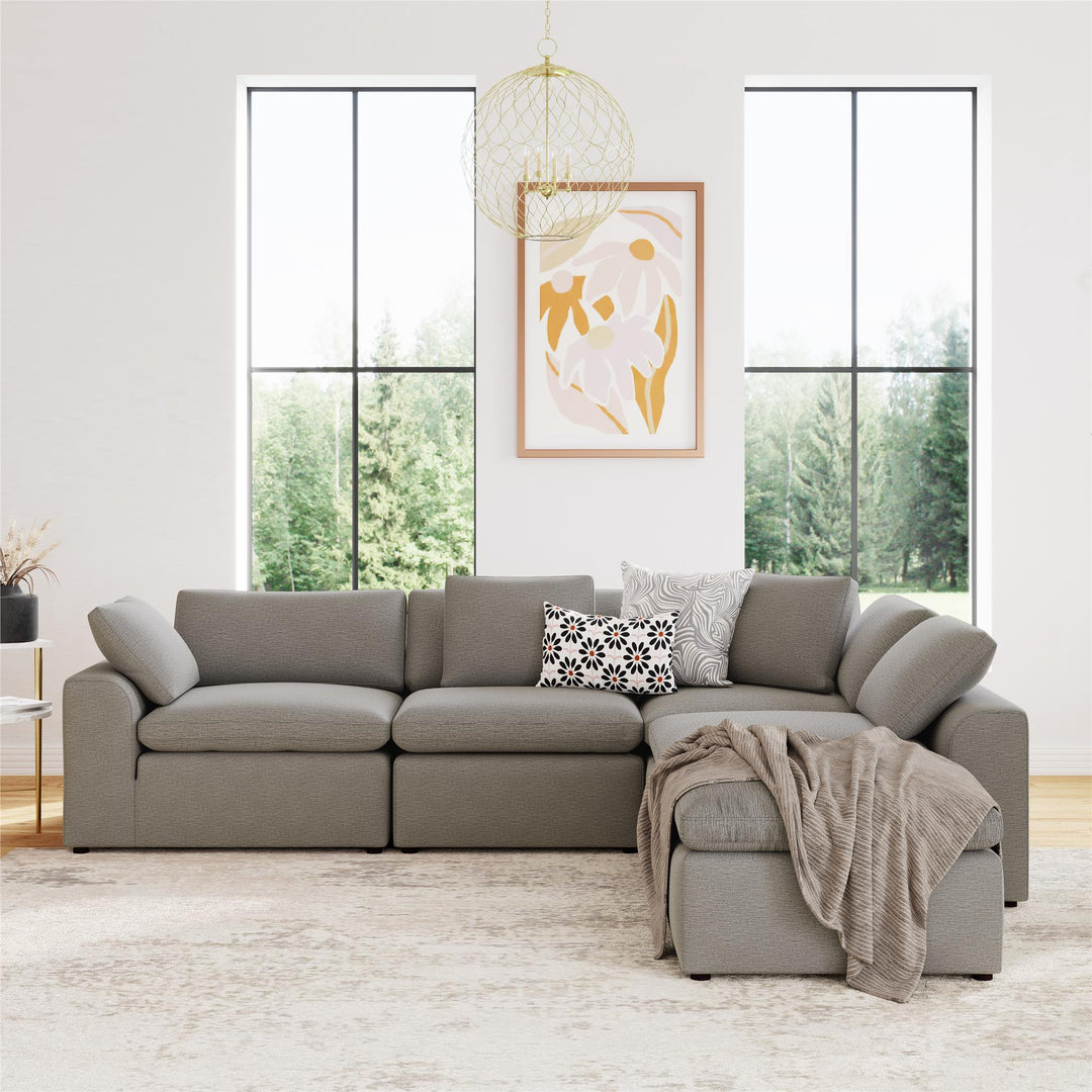 York 5 Piece Sectional Sofa Set - Taupe - 71” or More