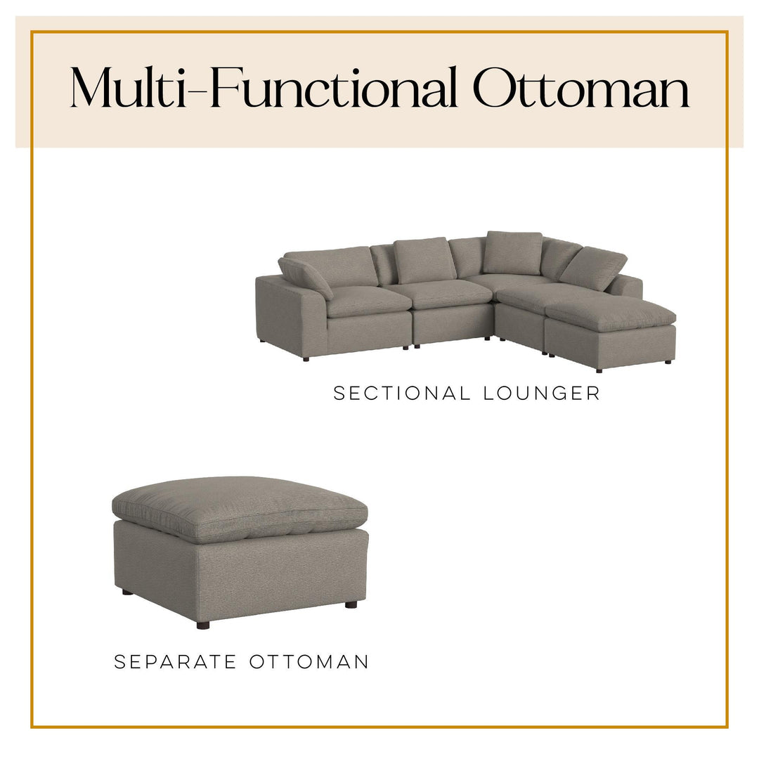 York 5 Piece Sectional Sofa Set - Taupe - 71” or More