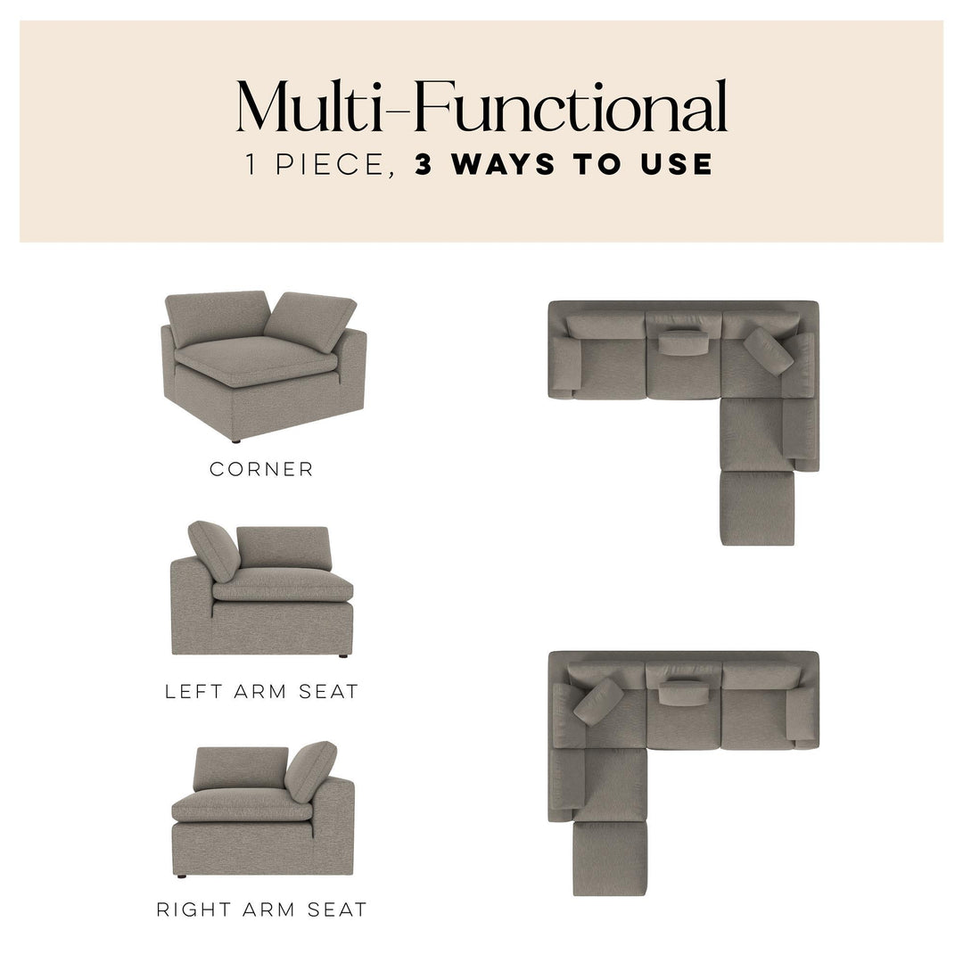 York Pit-Shaped Sectional Sofa Bundle - Taupe - 71” or More