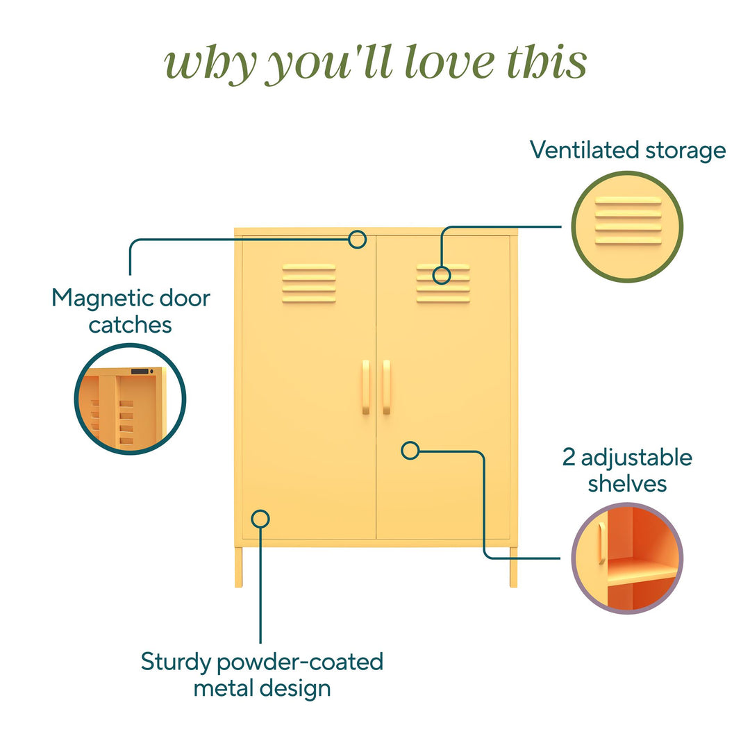 Cache 2 Door Metal Locker Storage Cabinet - Yellow