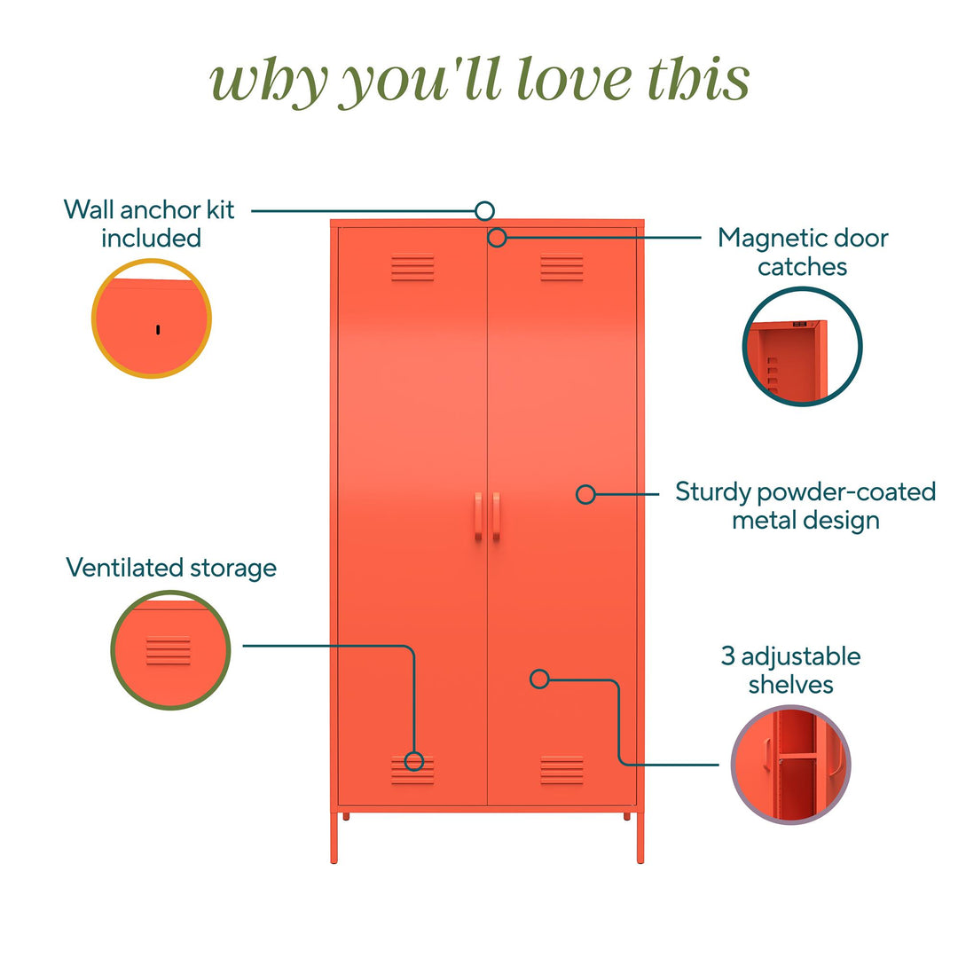 Cache Tall 2 Door Metal Locker Cabinet - Orange