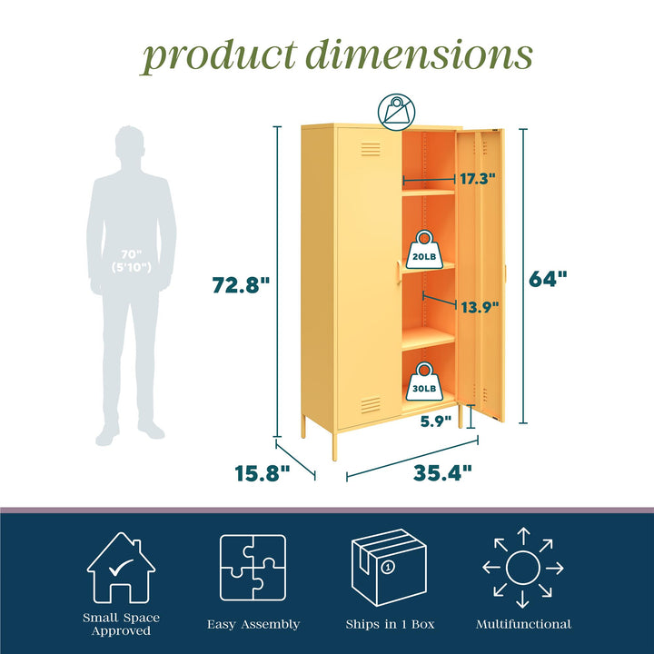 Cache Tall 2 Door Metal Locker Cabinet - Yellow