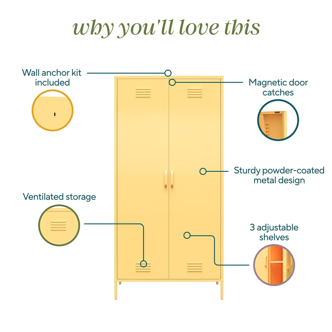 Cache Tall 2 Door Metal Locker Cabinet - Yellow