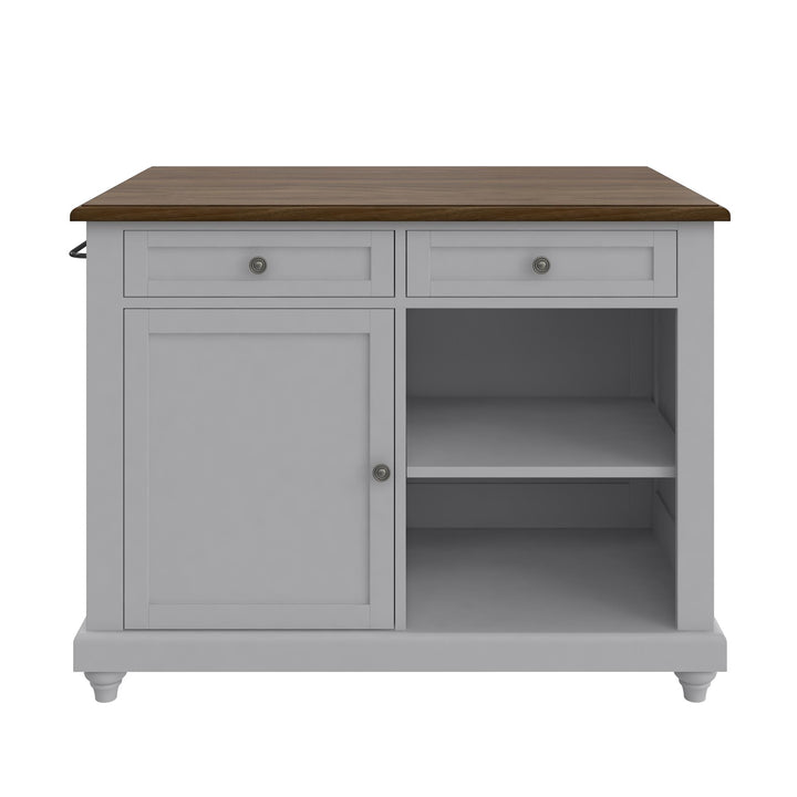 Kelsey Kitchen Island with 2 Stools - Gray