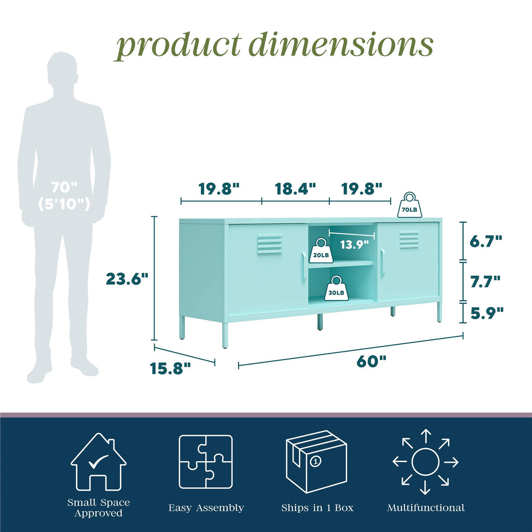 Cache Metal Locker-Style TV Stand for TVs up to 65" - Mint