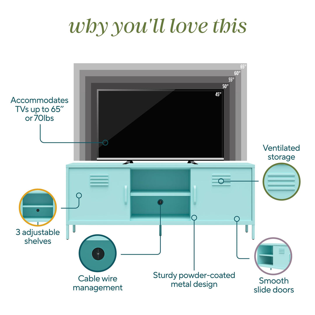 Cache Metal Locker-Style TV Stand for TVs up to 65" - Mint