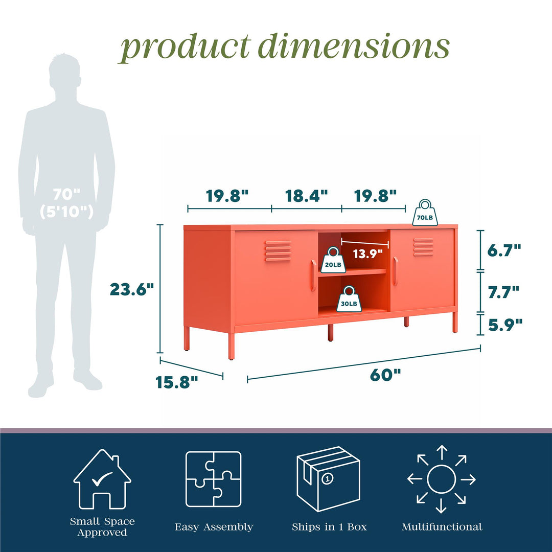 Cache Metal Locker-Style TV Stand for TVs up to 65" - Orange