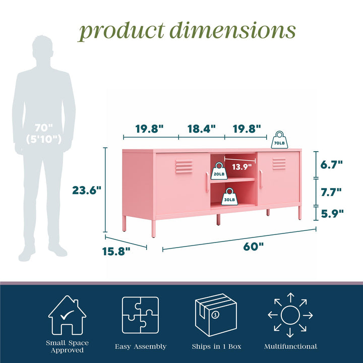 Cache Metal Locker-Style TV Stand for TVs up to 65" - Bashful