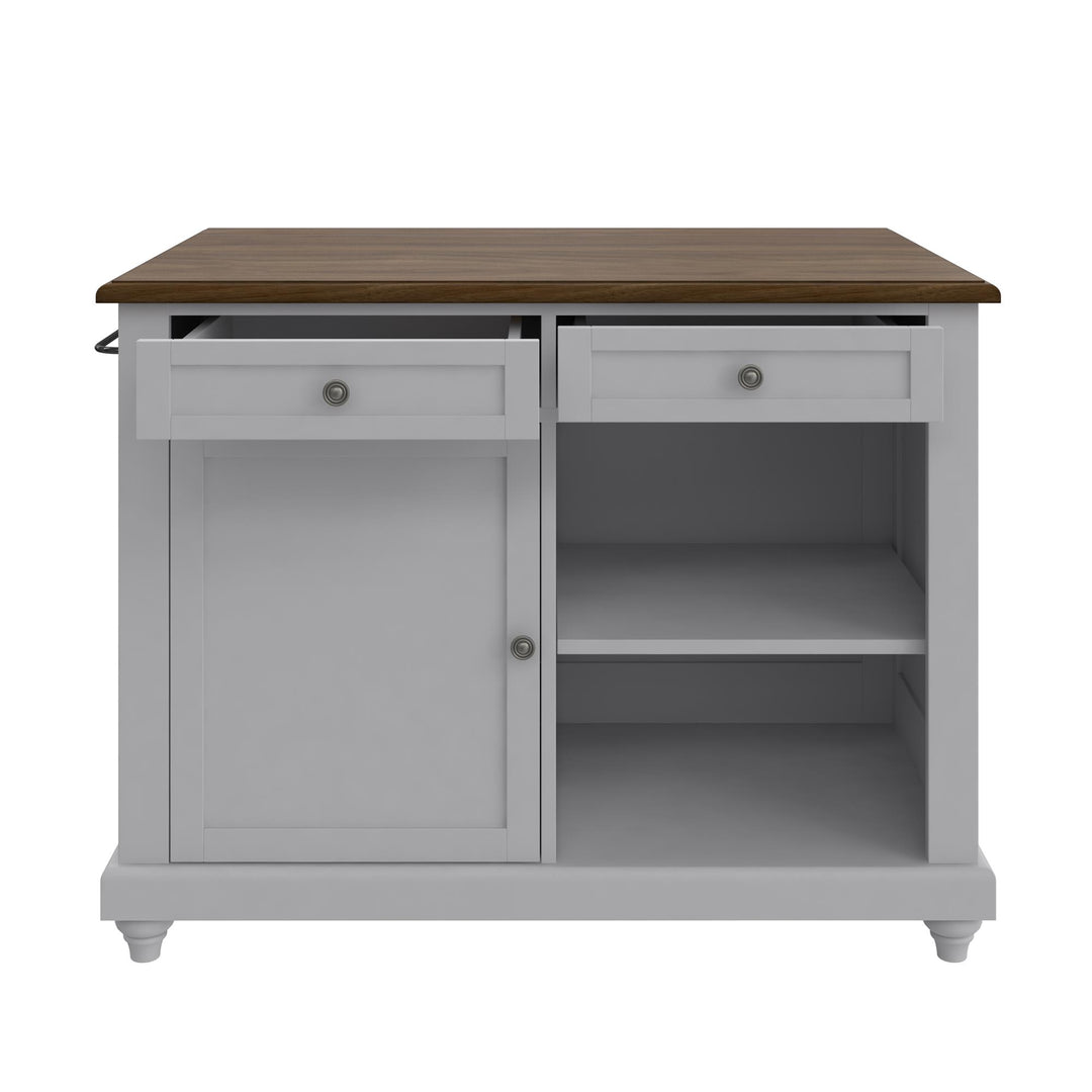 Kelsey Kitchen Island with 2 Stools - Gray