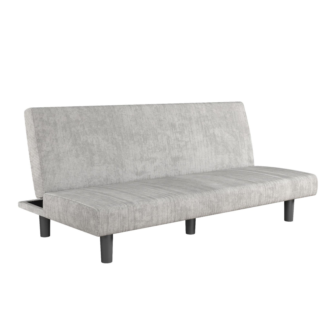 Kelra Armless Mid-Century Futon Sofa Bed - Light Gray - 2-Seater