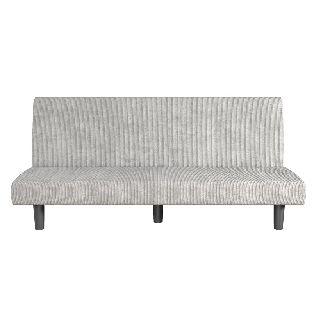 Kelra Armless Mid-Century Futon Sofa Bed - Light Gray - 2-Seater