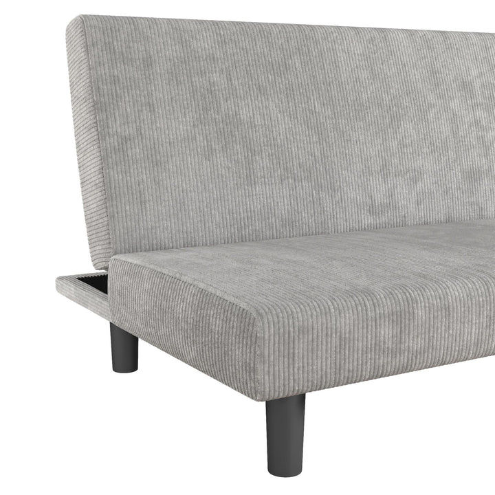 Kelra Armless Mid-Century Futon Sofa Bed - Light Gray - 2-Seater