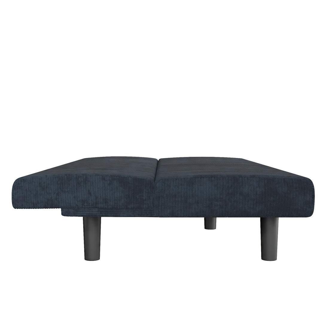 Kelra Armless Mid-Century Futon Sofa Bed - Blue - 2-Seater