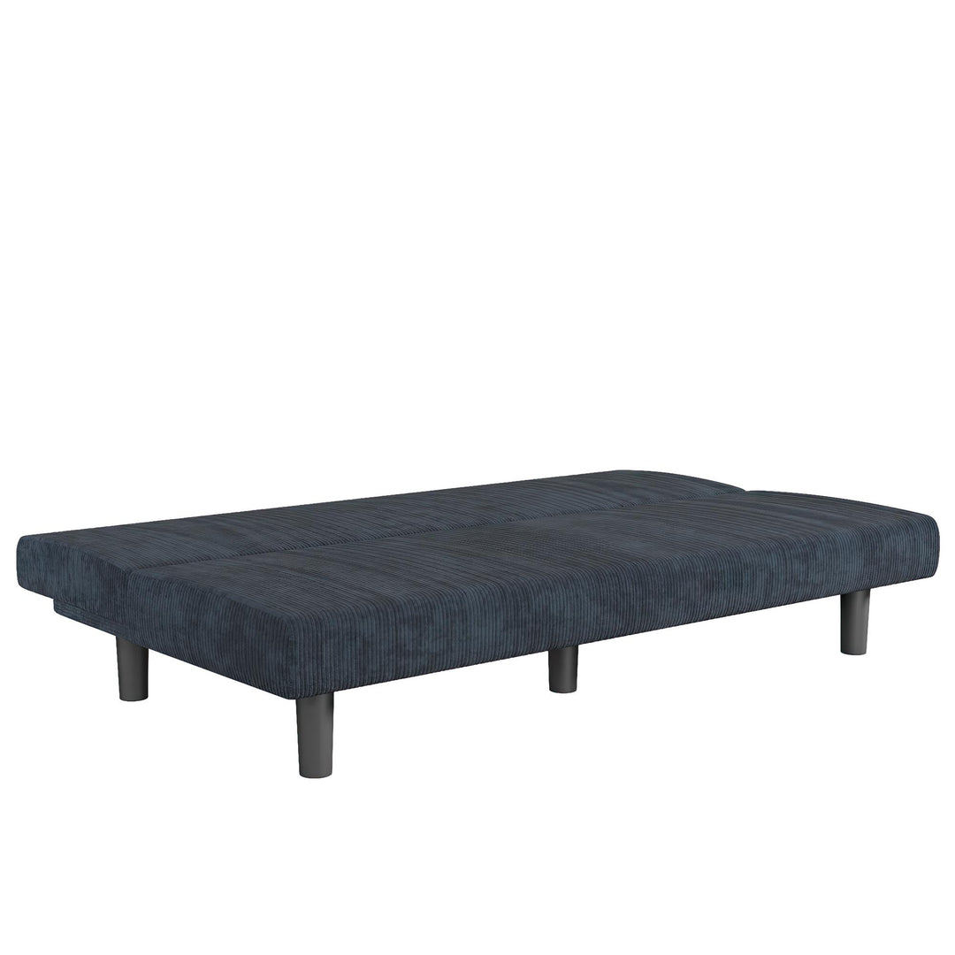 Kelra Armless Mid-Century Futon Sofa Bed - Blue - 2-Seater