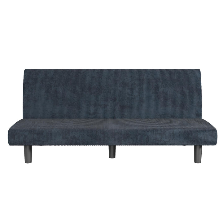 Kelra Armless Mid-Century Futon Sofa Bed - Blue - 2-Seater