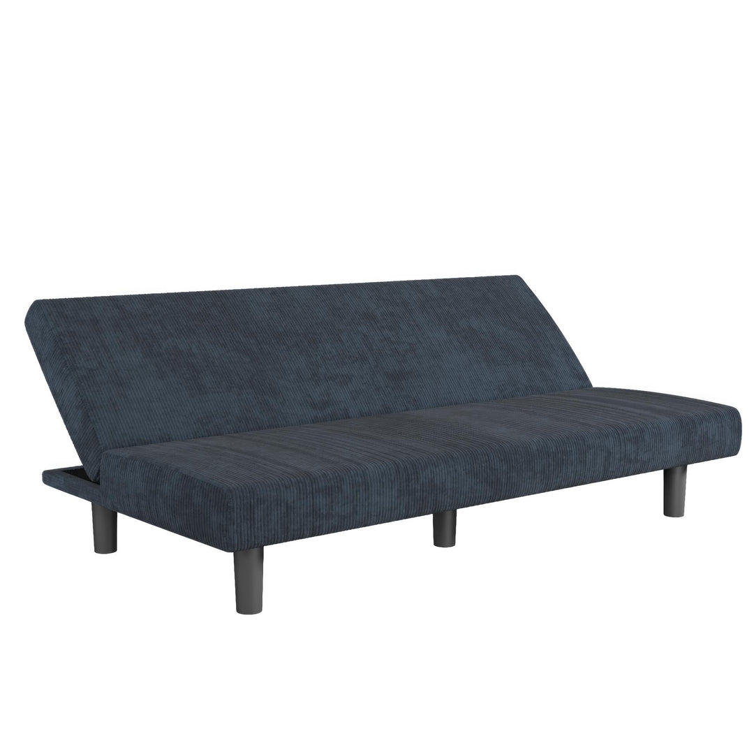 Kelra Armless Mid-Century Futon Sofa Bed - Blue - 2-Seater