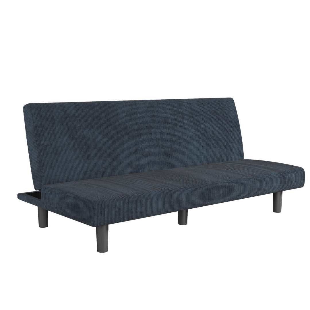 Kelra Armless Mid-Century Futon Sofa Bed - Blue - 2-Seater