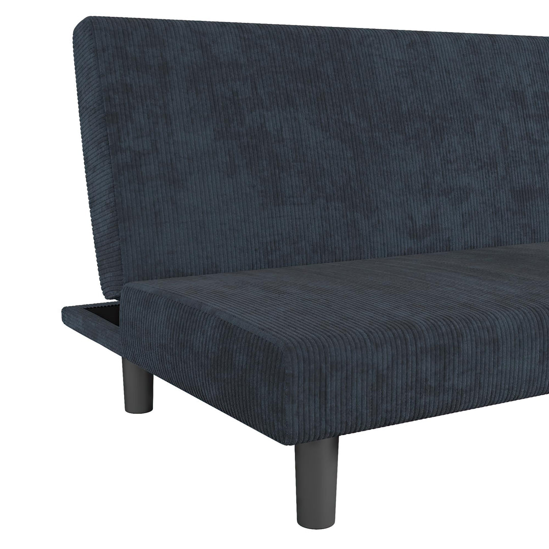 Kelra Armless Mid-Century Futon Sofa Bed - Blue - 2-Seater