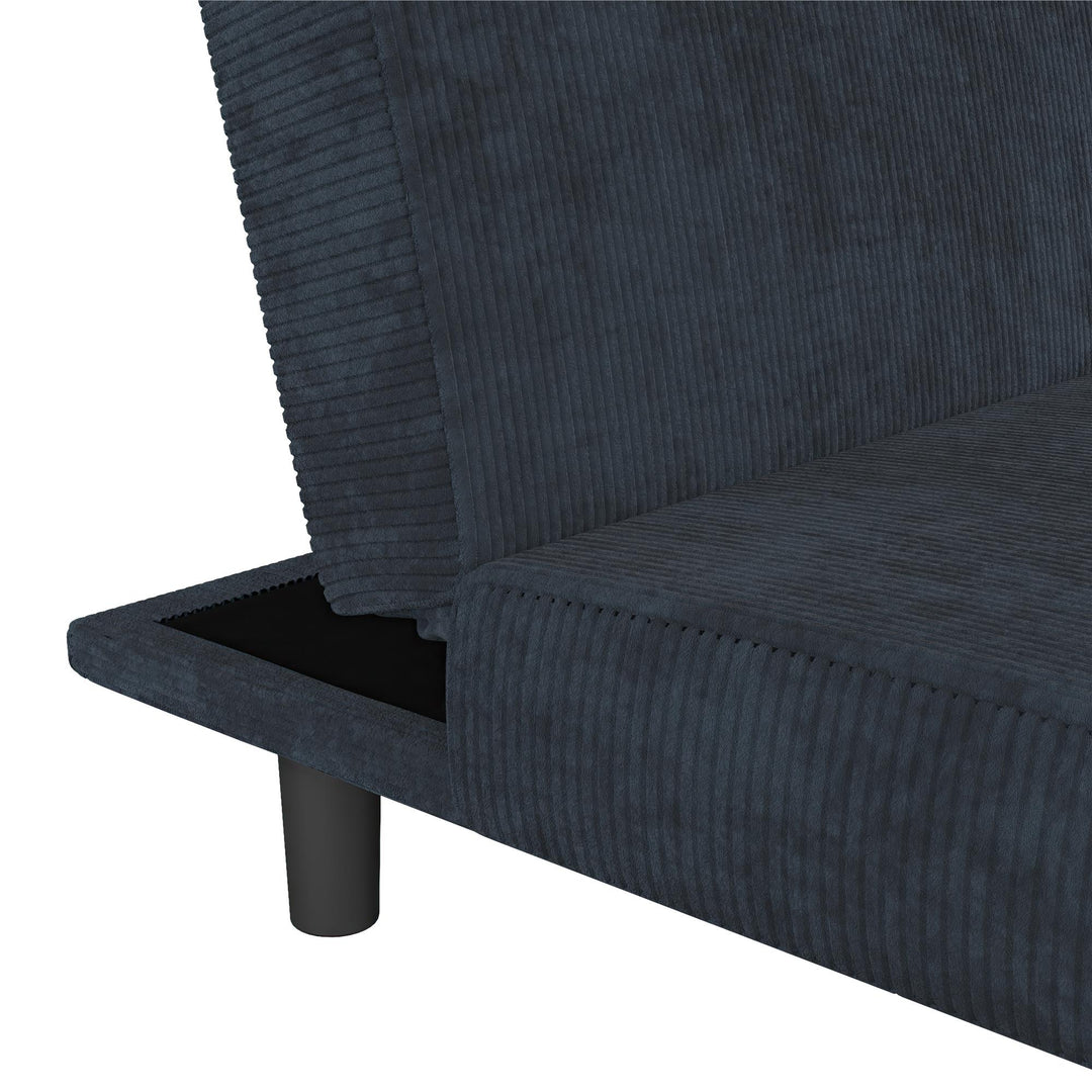 Kelra Armless Mid-Century Futon Sofa Bed - Blue - 2-Seater