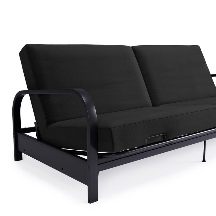 Millie Convertible Metal Frame Futon Sofa with Coil Mattress - Black