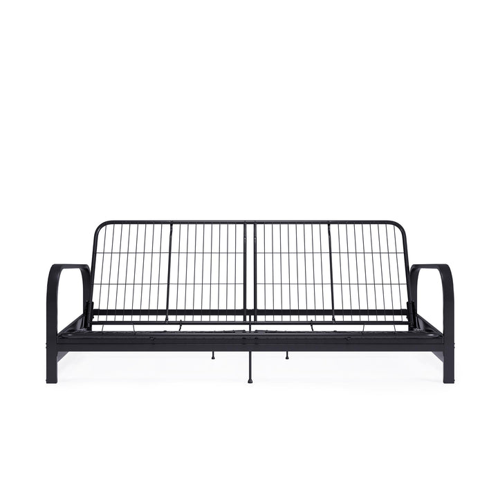 Millie Convertible Metal Frame Futon Sofa with Coil Mattress - Black