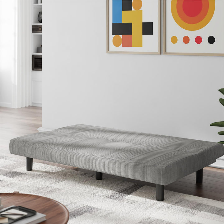 Kelra Armless Mid-Century Futon Sofa Bed - Light Gray - 2-Seater