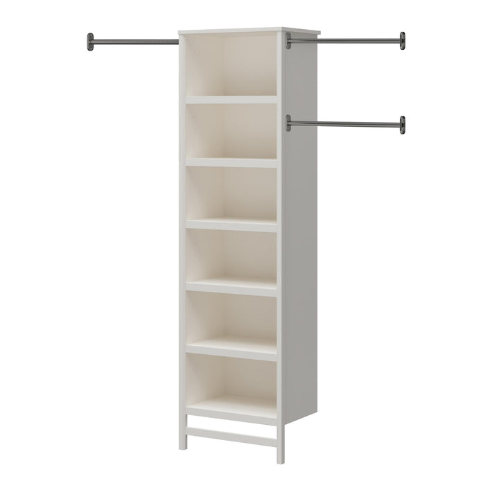 Luxe 6 Shelf Closet Tower with 3 Adjustable Clothing Rods - Ivory Oak