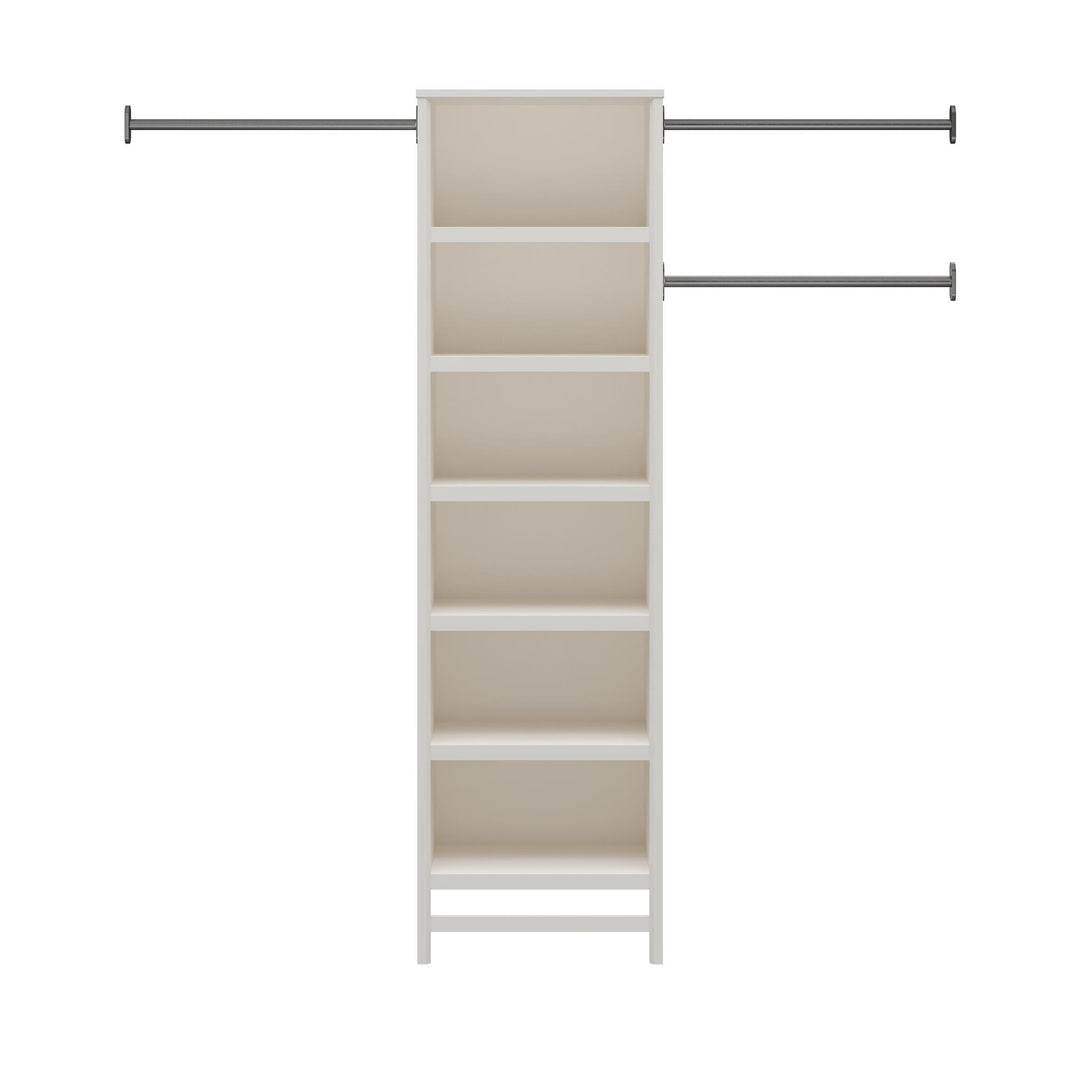 Luxe 6 Shelf Closet Tower with 3 Adjustable Clothing Rods - Ivory Oak