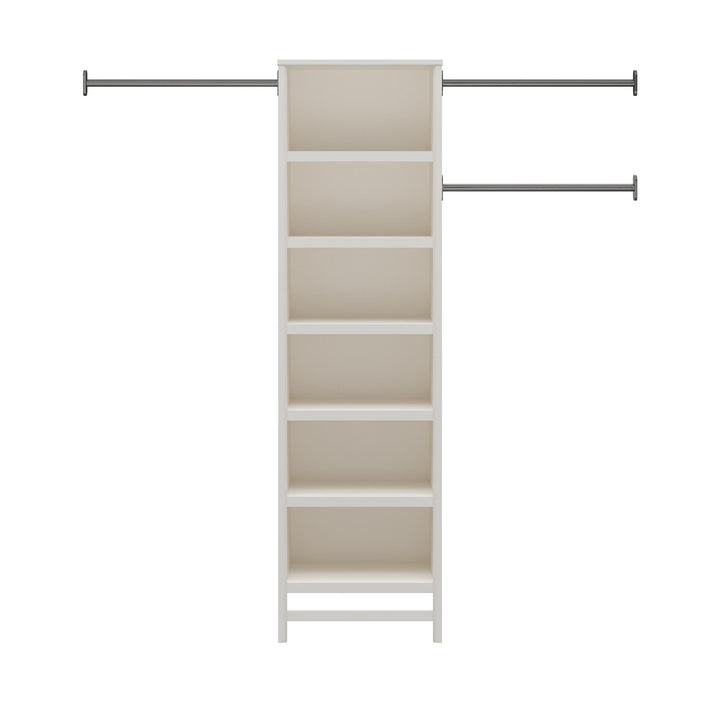 Luxe 6 Shelf Closet Tower with 3 Adjustable Clothing Rods - Ivory Oak