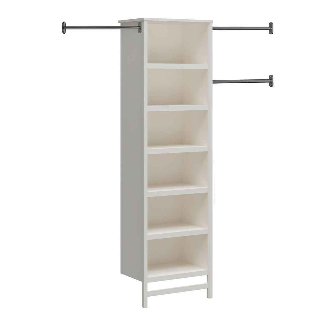 Luxe 6 Shelf Closet Tower with 3 Adjustable Clothing Rods - Ivory Oak