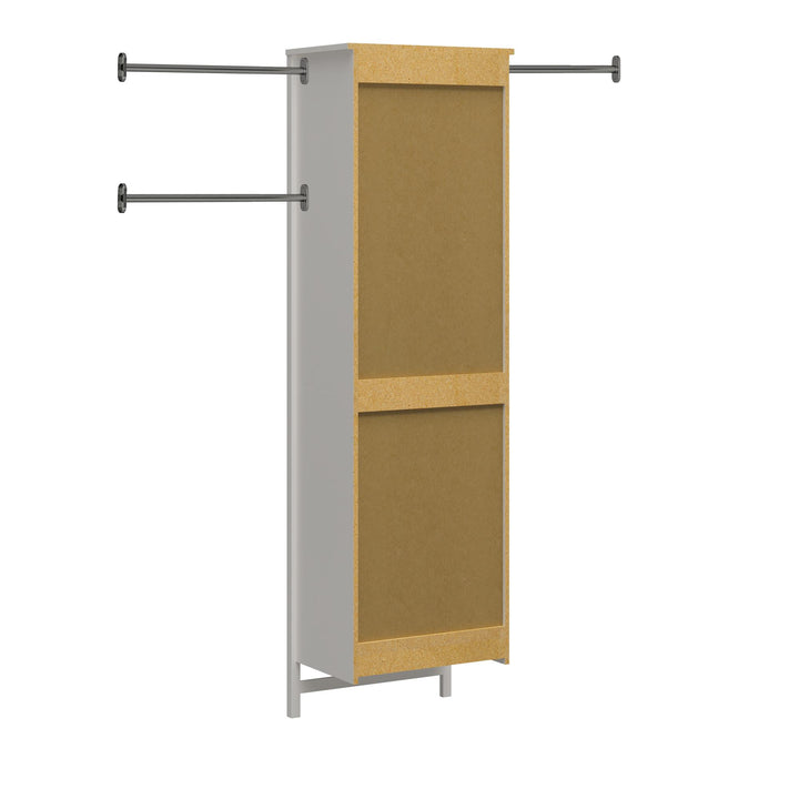 Luxe 6 Shelf Closet Tower with 3 Adjustable Clothing Rods - Ivory Oak