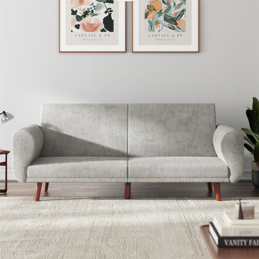 Daylen Mid-Century Futon Sofa Bed - Beige - 2-Seater