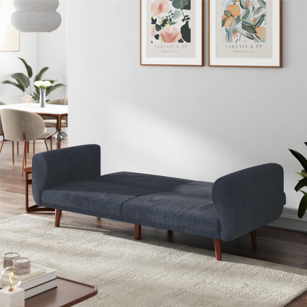 Daylen Mid-Century Futon Sofa Bed - Blue - 2-Seater