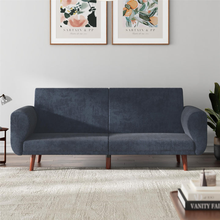 Daylen Mid-Century Futon Sofa Bed - Blue - 2-Seater