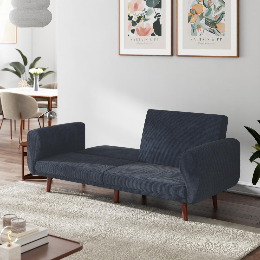 Daylen Mid-Century Futon Sofa Bed - Blue - 2-Seater