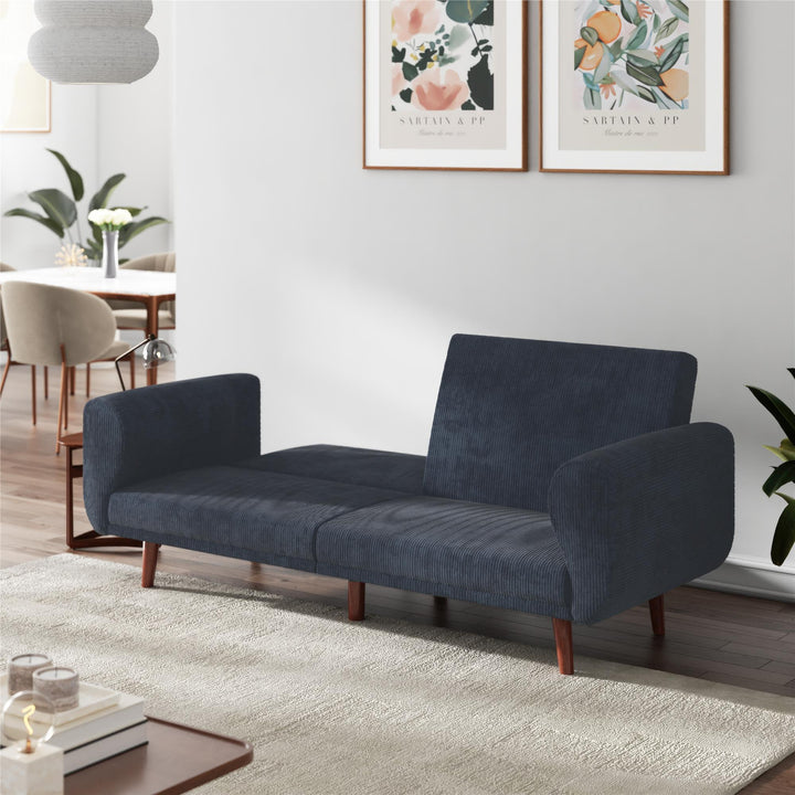 Daylen Mid-Century Futon Sofa Bed - Blue - 2-Seater