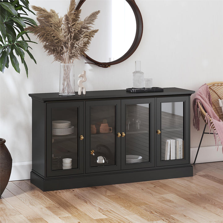 Everywhere Media Console with Storage for 65" TVs - Black Oak