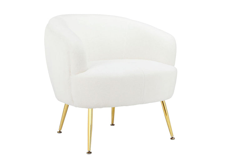 Kara Teddy Soft Accent Chair with Gold Legs - White