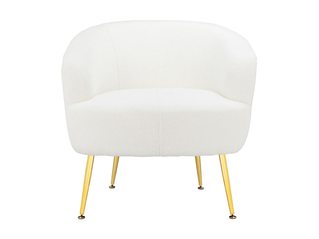 Kara Teddy Soft Accent Chair with Gold Legs - White